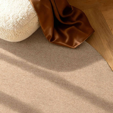 Wollen vloerkleden - Elle Decoration Puristic rond wollen vloerkleed Knots Beige - Vloerkledenloods