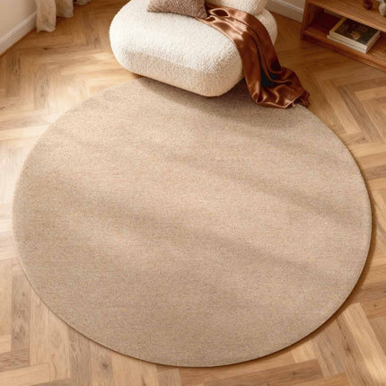 Wollen vloerkleden - Elle Decoration Puristic rond wollen vloerkleed Knots Beige - Vloerkledenloods