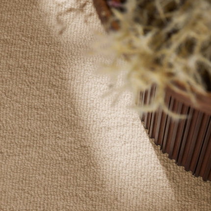 Wollen vloerkleden - Elle Decoration Puristic rond wollen vloerkleed Knots Beige - Vloerkledenloods