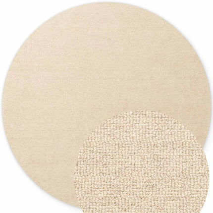 Wollen vloerkleden - Elle Decoration Puristic rond wollen vloerkleed Knots Lichtbeige - Vloerkledenloods