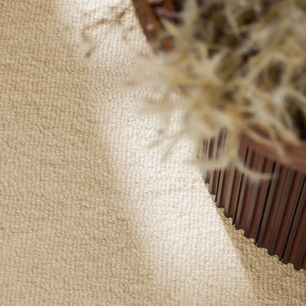 Wollen vloerkleden - Elle Decoration Puristic rond wollen vloerkleed Knots Lichtbeige - Vloerkledenloods