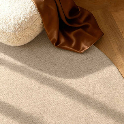 Wollen vloerkleden - Elle Decoration Puristic rond wollen vloerkleed Knots Lichtbeige - Vloerkledenloods