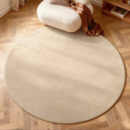 Wollen vloerkleden - Elle Decoration Puristic rond wollen vloerkleed Knots Lichtbeige - Vloerkledenloods