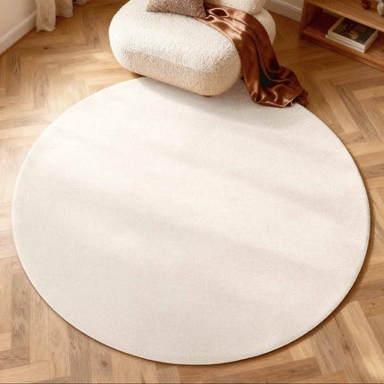 Wollen vloerkleden - Elle Decoration Puristic rond wollen vloerkleed Knots Naturel/Wit - Vloerkledenloods