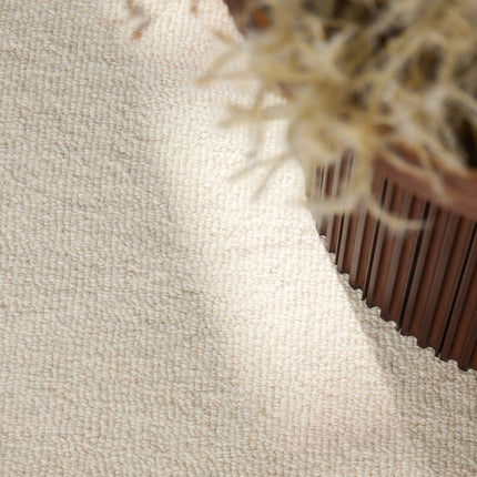 Wollen vloerkleden - Elle Decoration Puristic rond wollen vloerkleed Knots Naturel/Wit - Vloerkledenloods