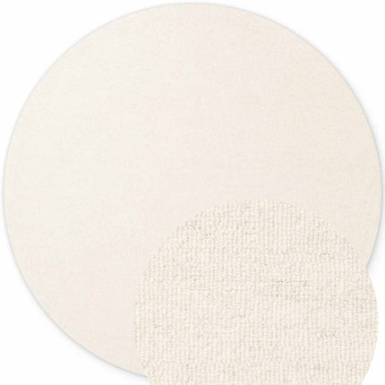 Wollen vloerkleden - Elle Decoration Puristic rond wollen vloerkleed Knots Naturel/Wit - Vloerkledenloods