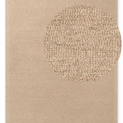Wollen vloerkleden - Elle Decoration Puristic wollen vloerkleed Knots Beige - Vloerkledenloods