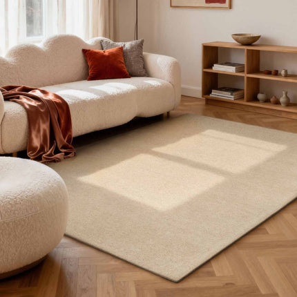 Wollen vloerkleden - Elle Decoration Puristic wollen vloerkleed Knots Lichtbeige - Vloerkledenloods
