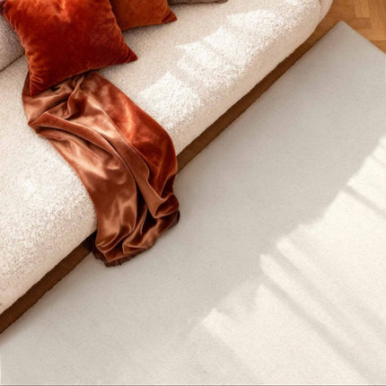 Wollen vloerkleden - Elle Decoration Puristic wollen vloerkleed Knots Naturel/Wit - Vloerkledenloods