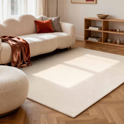 Wollen vloerkleden - Elle Decoration Puristic wollen vloerkleed Knots Naturel/Wit - Vloerkledenloods