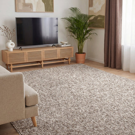 Wollen vloerkleden - Elle Decoration Rocco vloerkleed in wol-look Rocco Taupe/Multicolor - Vloerkledenloods