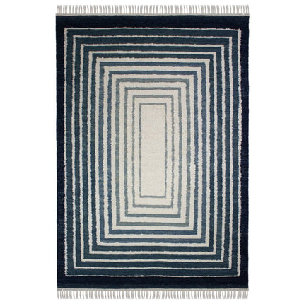 Wollen Vloerkleden - Flair Rugs vloerkleed Boucle Wool Frame Blauw - Vloerkledenloods