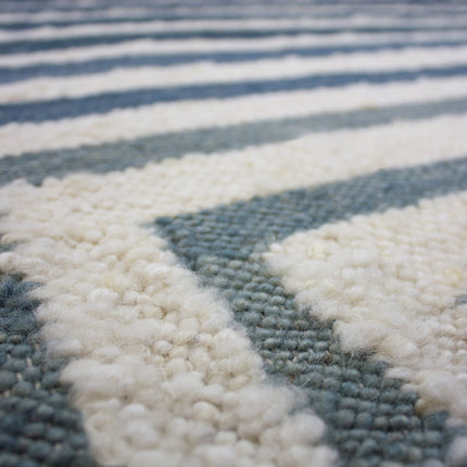Wollen Vloerkleden - Flair Rugs vloerkleed Boucle Wool Frame Blauw - Vloerkledenloods