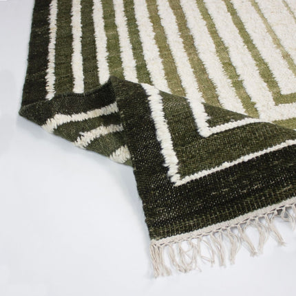 Wollen Vloerkleden - Flair Rugs vloerkleed Boucle Wool Frame Groen - Vloerkledenloods