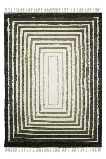 Wollen Vloerkleden - Flair Rugs vloerkleed Boucle Wool Frame Groen - Vloerkledenloods