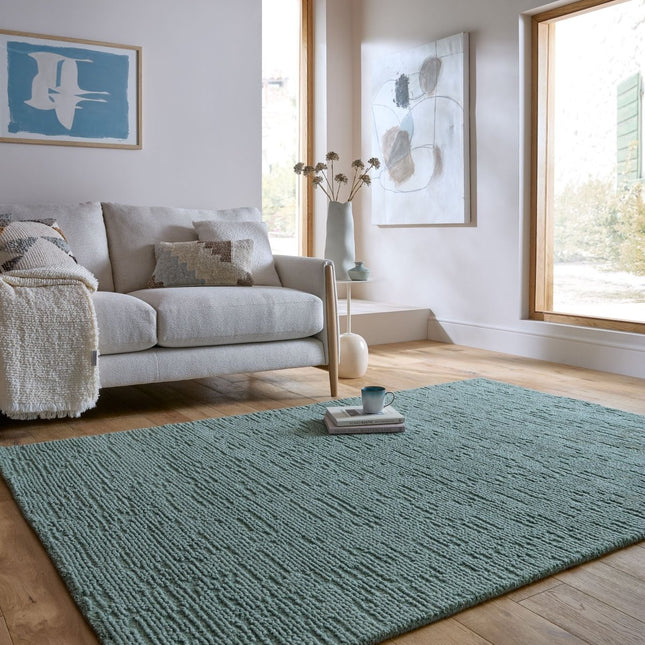 Wollen Vloerkleden - Flair Rugs vloerkleed Harris Boucle Wool Duck Egg Blauw - Vloerkledenloods