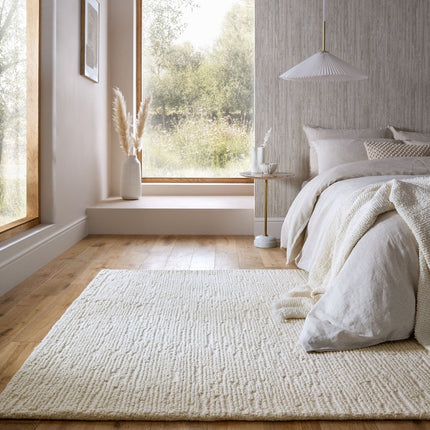 Wollen Vloerkleden - Flair Rugs vloerkleed Harris Boucle Wool Ivoor - Vloerkledenloods