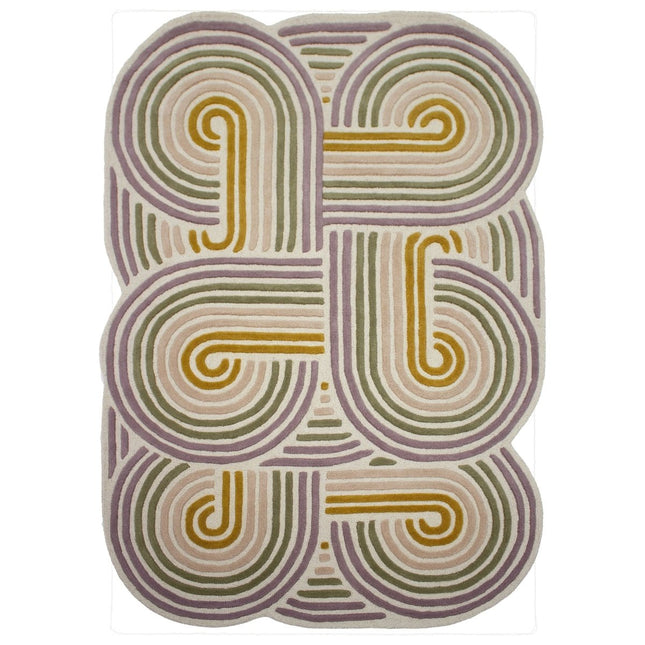 Wollen Vloerkleden - Flair Rugs vloerkleed Spiral Shaped Wool Groen - Vloerkledenloods