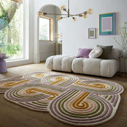 Wollen Vloerkleden - Flair Rugs vloerkleed Spiral Shaped Wool Groen - Vloerkledenloods