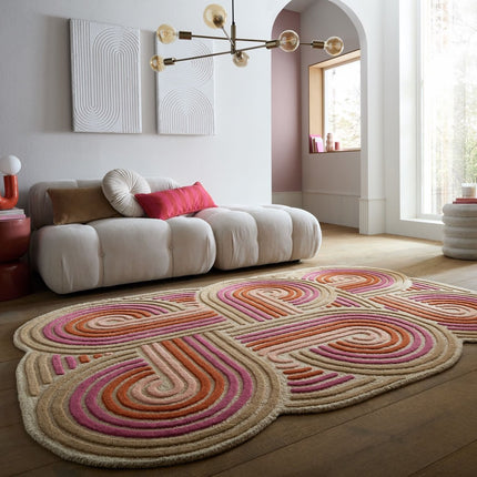 Wollen Vloerkleden - Flair Rugs vloerkleed Spiral Shaped Wool Roze - Vloerkledenloods