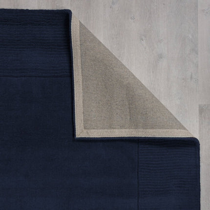 Wollen Vloerkleden - Flair Rugs vloerkleed Textured Wool Border Blauw - Vloerkledenloods