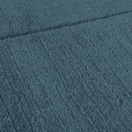 Wollen Vloerkleden - Flair Rugs vloerkleed Textured Wool Border Blauw - Vloerkledenloods