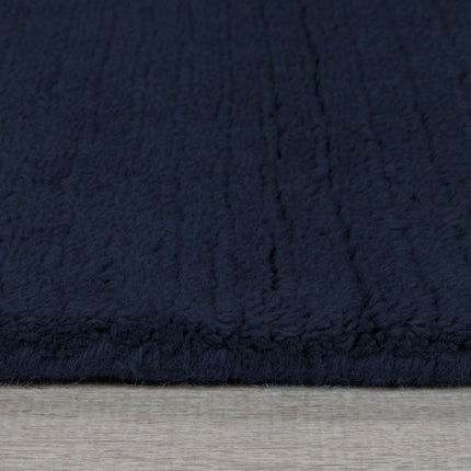 Wollen Vloerkleden - Flair Rugs vloerkleed Textured Wool Border Blauw - Vloerkledenloods