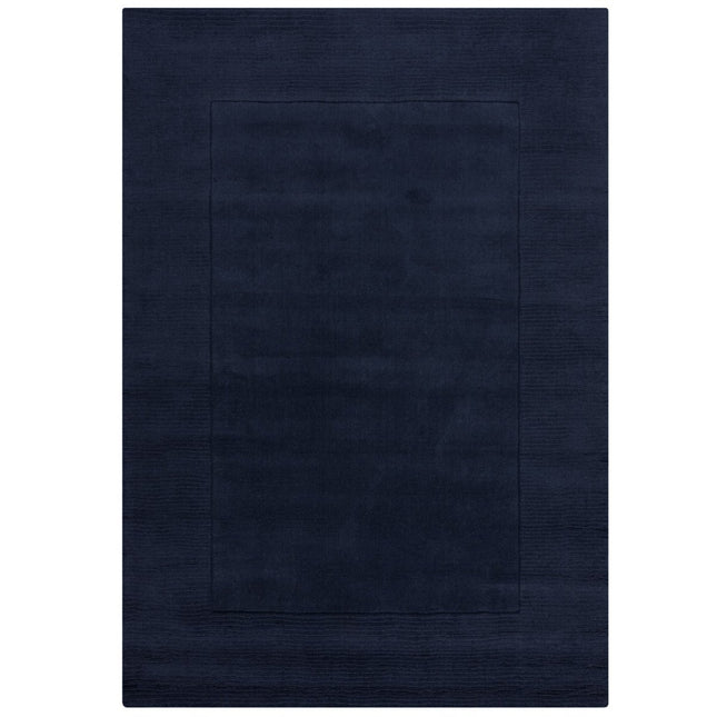 Wollen Vloerkleden - Flair Rugs vloerkleed Textured Wool Border Blauw - Vloerkledenloods