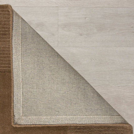 Wollen Vloerkleden - Flair Rugs vloerkleed Textured Wool Border Bruin - Vloerkledenloods