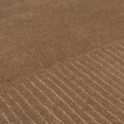 Wollen Vloerkleden - Flair Rugs vloerkleed Textured Wool Border Bruin - Vloerkledenloods