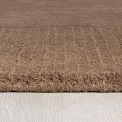 Wollen Vloerkleden - Flair Rugs vloerkleed Textured Wool Border Bruin - Vloerkledenloods