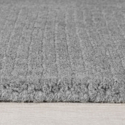 Wollen Vloerkleden - Flair Rugs vloerkleed Textured Wool Border Grijs - Vloerkledenloods