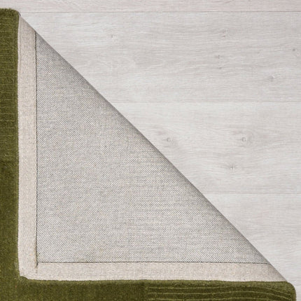 Wollen Vloerkleden - Flair Rugs vloerkleed Textured Wool Border Groen - Vloerkledenloods