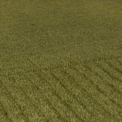 Wollen Vloerkleden - Flair Rugs vloerkleed Textured Wool Border Groen - Vloerkledenloods