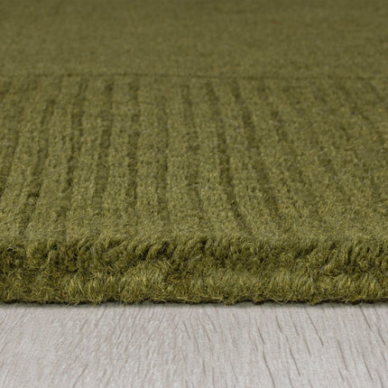 Wollen Vloerkleden - Flair Rugs vloerkleed Textured Wool Border Groen - Vloerkledenloods