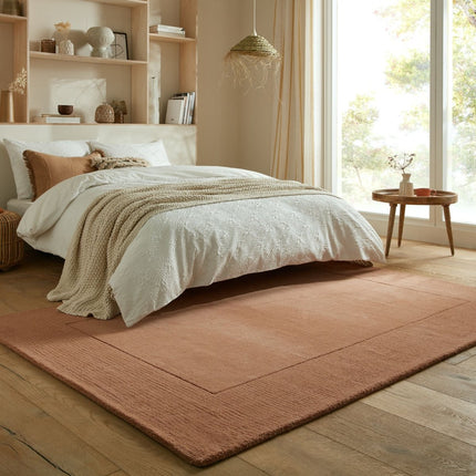 Wollen Vloerkleden - Flair Rugs vloerkleed Textured Wool Border Oranje - Vloerkledenloods