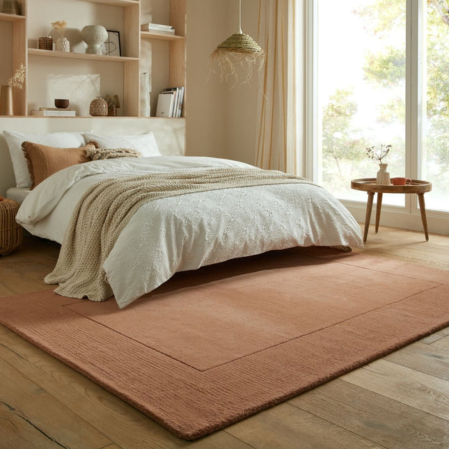 Wollen Vloerkleden - Flair Rugs vloerkleed Textured Wool Border Oranje - Vloerkledenloods