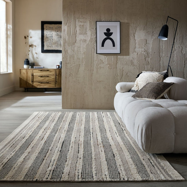 Wollen Vloerkleden - Flair Rugs vloerkleed Veya Stripe Naturel - Vloerkledenloods