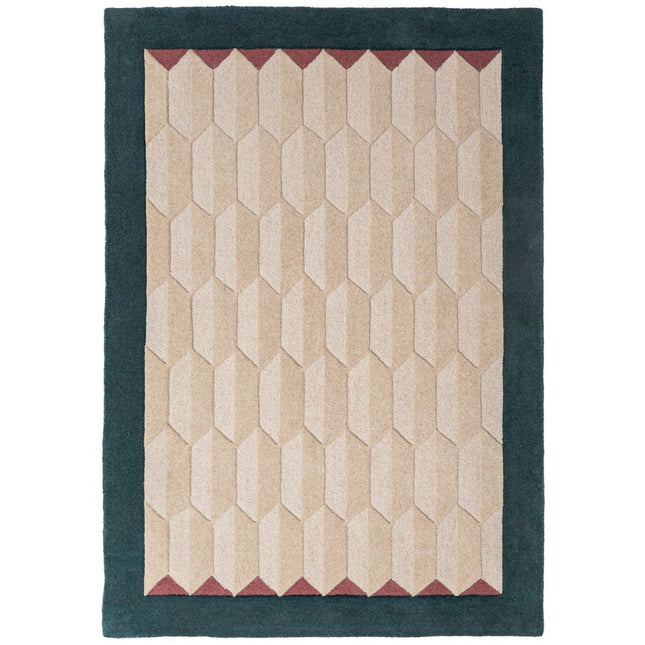 Wollen vloerkleden - Flair Rugs wollen vloerkleed Apex Border Teal - Vloerkledenloods