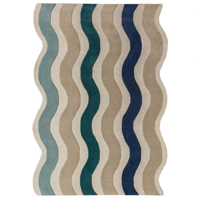 Wollen vloerkleden - Flair Rugs wollen vloerkleed Cascade Blauw - Vloerkledenloods