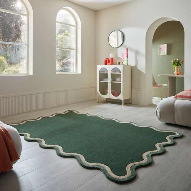 Wollen vloerkleden - Flair Rugs wollen vloerkleed Rivo Groen - Vloerkledenloods