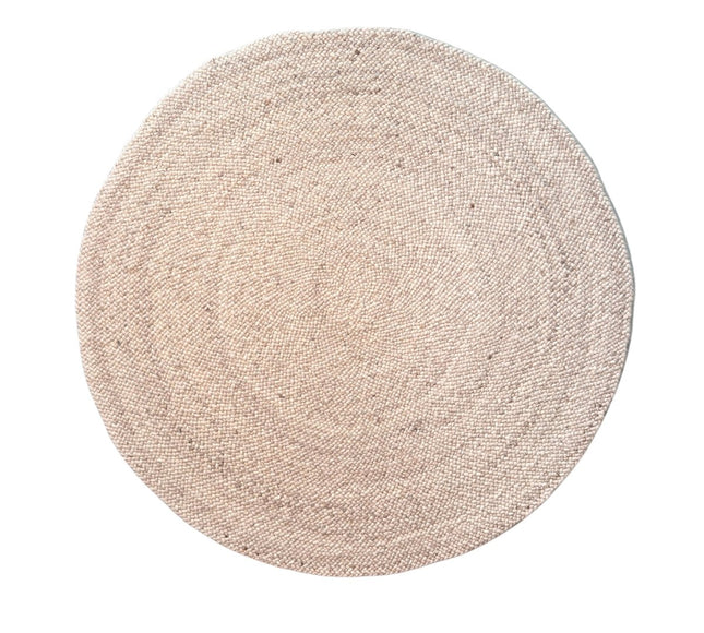 Wollen Vloerkleden - Rond Wollen Vloerkleed Palermo Beige/Taupe Eva Interior - Vloerkledenloods