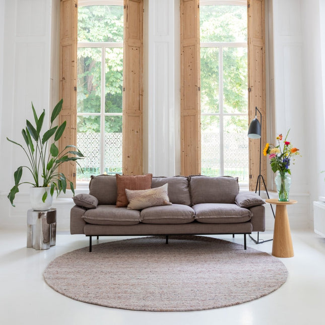 Wollen Vloerkleden - Rond wollen vloerkleed Sienna Beige/Burgundy Eva Interior - Vloerkledenloods