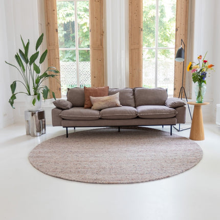 Wollen Vloerkleden - Rond wollen vloerkleed Sienna Beige/Burgundy Eva Interior - Vloerkledenloods