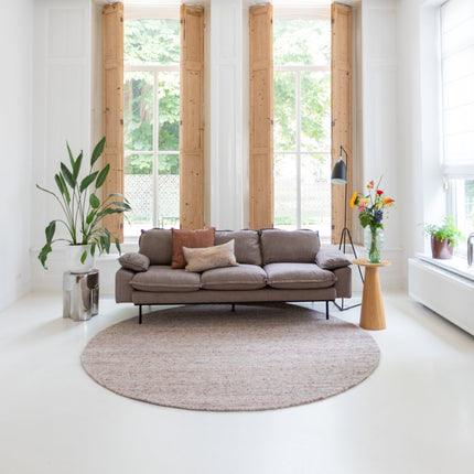 Wollen Vloerkleden - Rond wollen vloerkleed Sienna Beige/Burgundy Eva Interior - Vloerkledenloods