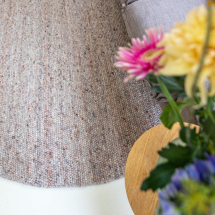 Wollen Vloerkleden - Rond wollen vloerkleed Sienna Beige/Burgundy Eva Interior - Vloerkledenloods