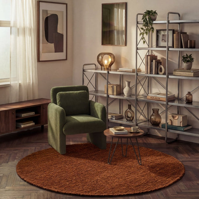 Wollen vloerkleden - Ted Baker Bexley rond wollen vloerkleed Woolwich Bruin Roestbruin - Vloerkledenloods
