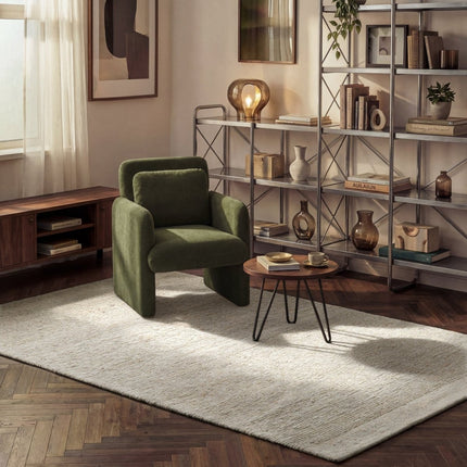 Wollen vloerkleden - Ted Baker Bexley wollen vloerkleed Woolwich Naturel Crème - Vloerkledenloods