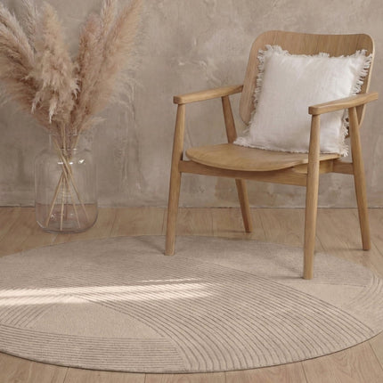Wollen vloerkleden - Ted Baker Kensington rond wollen vloerkleed Victoria Beige - Vloerkledenloods