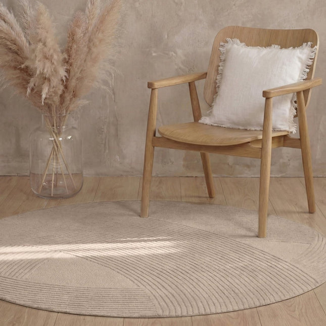 Wollen vloerkleden - Ted Baker Kensington rond wollen vloerkleed Victoria Beige - Vloerkledenloods